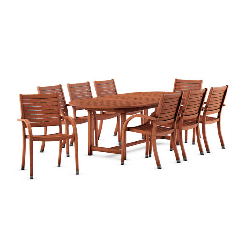 Highland Dunes Trisler 8 Person Oval Extendable Outdoor Dining Set